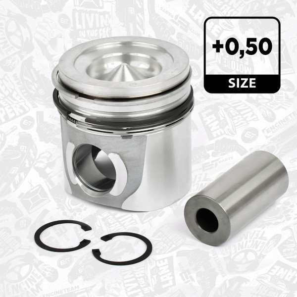 PM003450, Piston with rings and pin, Complete piston with rings and pin, ET ENGINETEAM, Irisbus Euromidi Midirider Proway FPT Iveco EuroCargo-I/II/III EuroFire Tector Vertis F4AE3481* F4AE3681* F4AE3682* F4AEE681* N40ENT426* N40ENT526* N60ENT427* 2000+, 2996846, 2996564, 007PI00148002, 122094, 41077610, 856545, 122094MEC, 2995770, 2996159, 504090933, 856545MEC, MEC122094, MEC856545